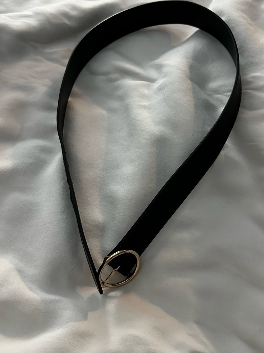Black Belt With Circle Gold Buckle